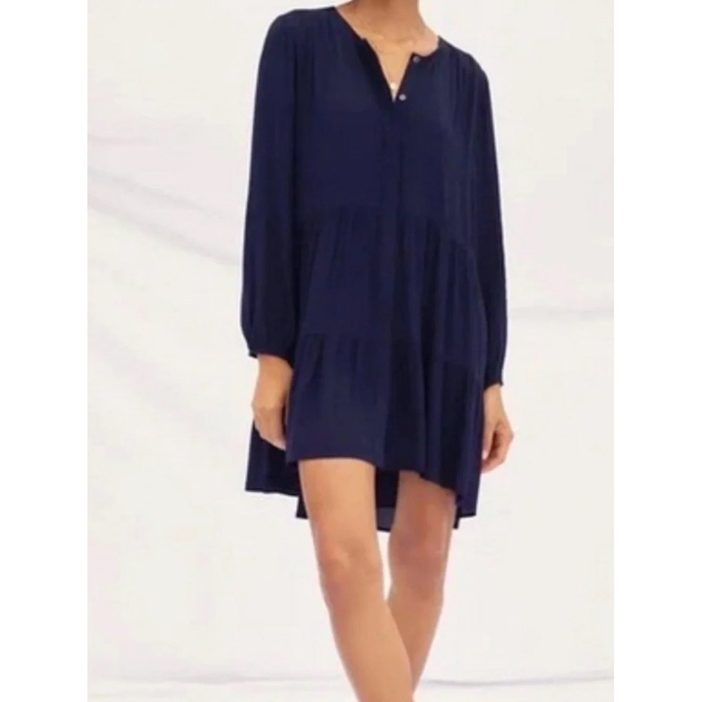 Wilfred Aritzia Barossa Tiered Mini Dress Navy Blue Pure Indigo Small NEW